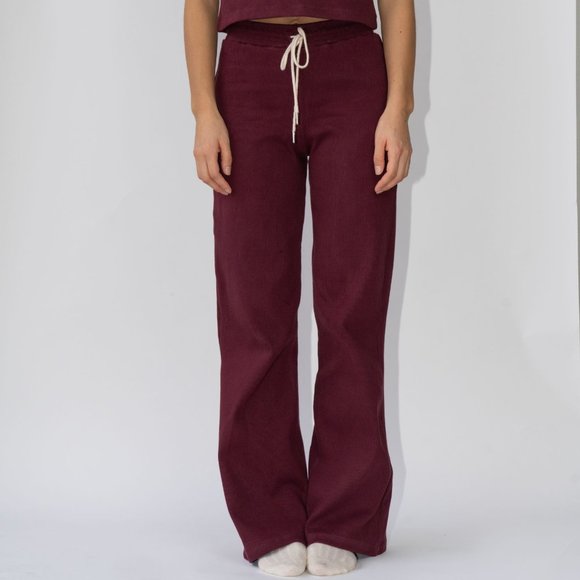 Wildflo Studio Ribbed Lounge Pants Dark Red - Picture 1 of 2